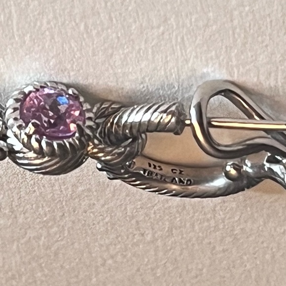 Judith Ripka Sterling Silver Pink CZ Drop Earrings - Picture 5 of 8